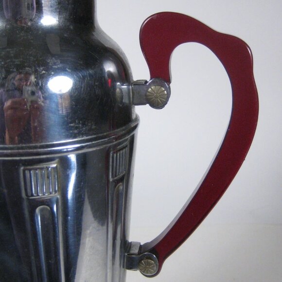 Cocktail Shaker Vintage 1920s 1930s Art Deco Stainless Chrome Bakelite Handle - Picture 9 of 16